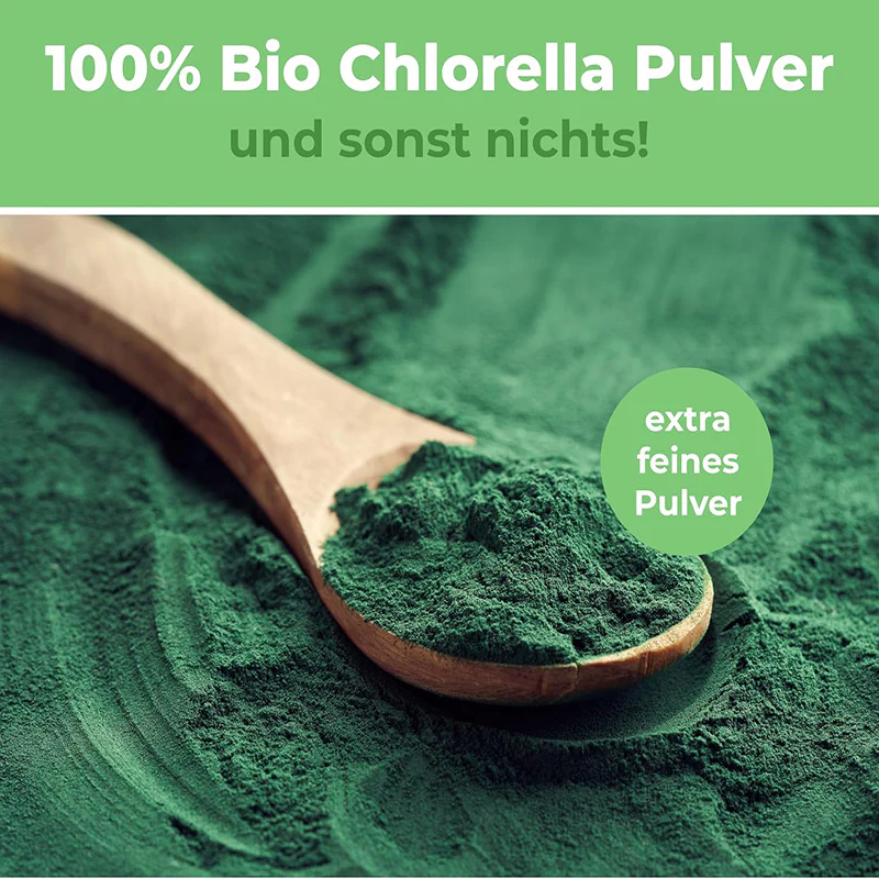 Bio Chlorella Pulver 500 g – Vegan, reich an Vitamin B12, perfekt für Smoothies - Image 3