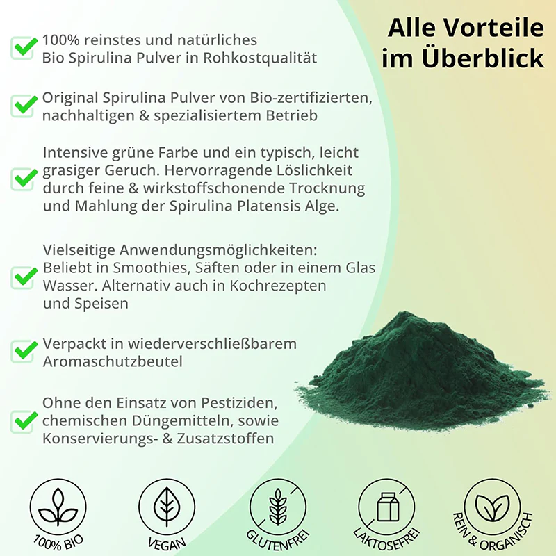 Bio Spirulina Pulver 500g – Vegan, ohne Zusätze & voller Nährstoffe - Image 3